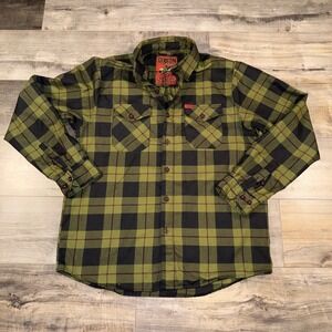 Dixxon Flannel Co Mens Plaid Shirt Green Black Button Up Long Sleeve